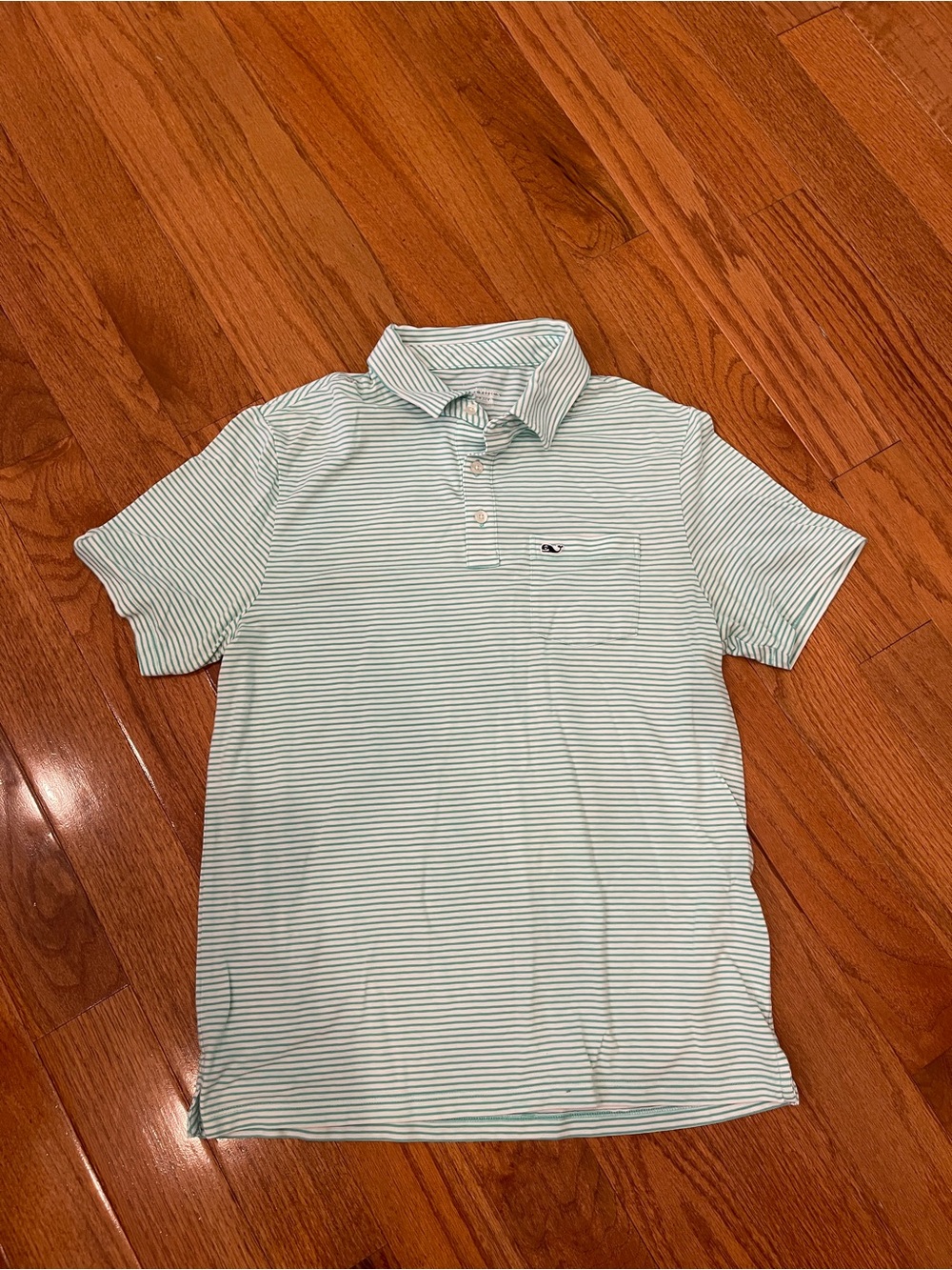 Vineyard Vines Men's Green White Stripe Short Sleeve Polo Shirt Size Small